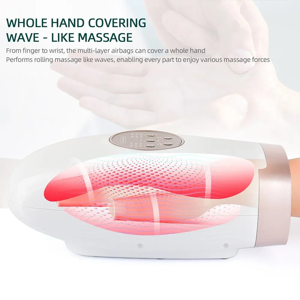 3 in 1 Hot Compress Full Hand Massager Air Compression Fingers Wrist Massage Hand Held Electric Hand Massager Machine