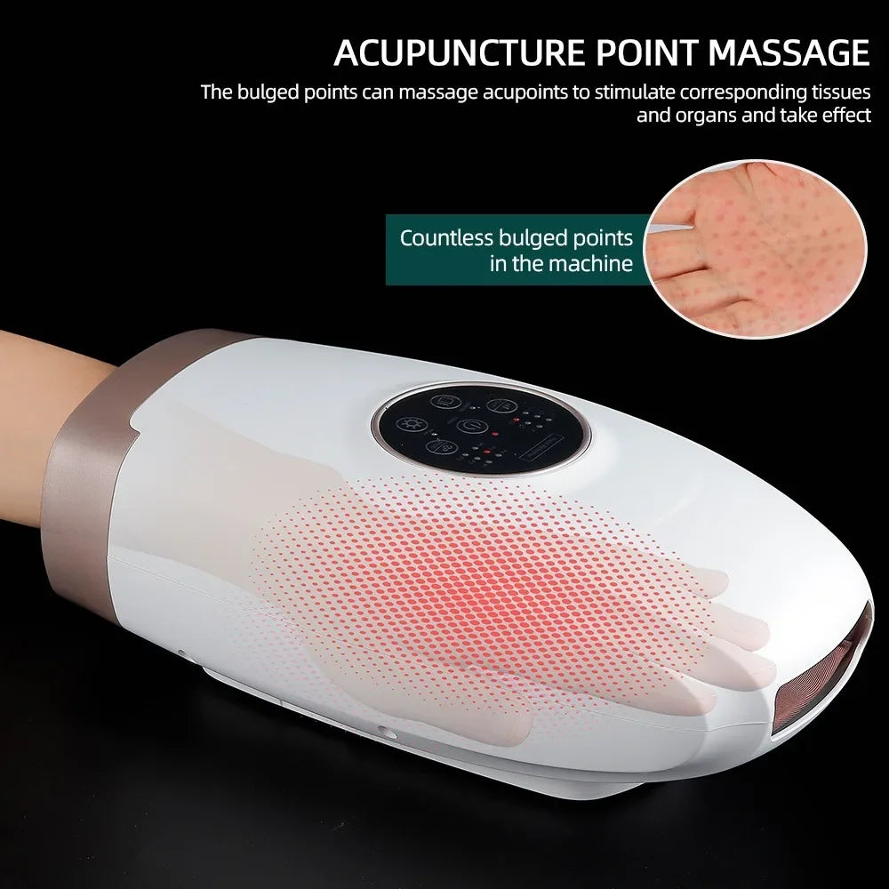 3 in 1 Hot Compress Full Hand Massager Air Compression Fingers Wrist Massage Hand Held Electric Hand Massager Machine