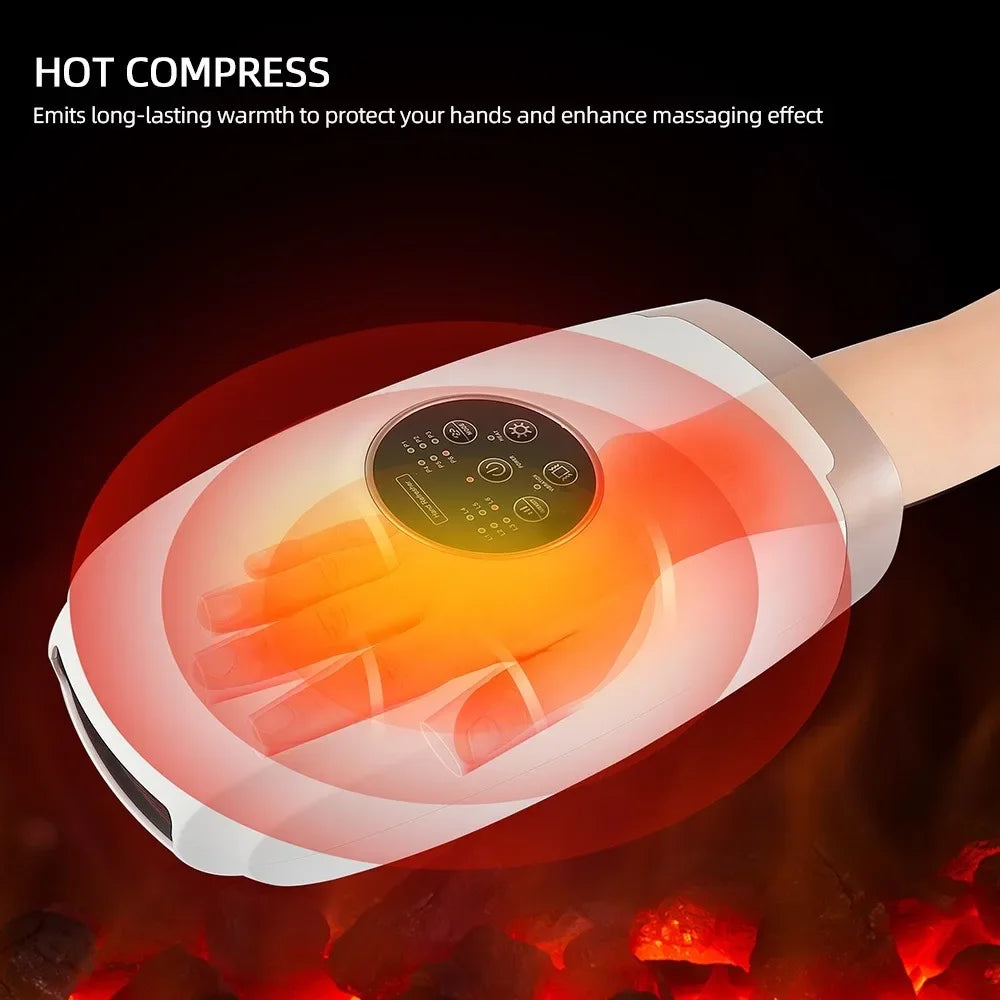 3 in 1 Hot Compress Full Hand Massager Air Compression Fingers Wrist Massage Hand Held Electric Hand Massager Machine