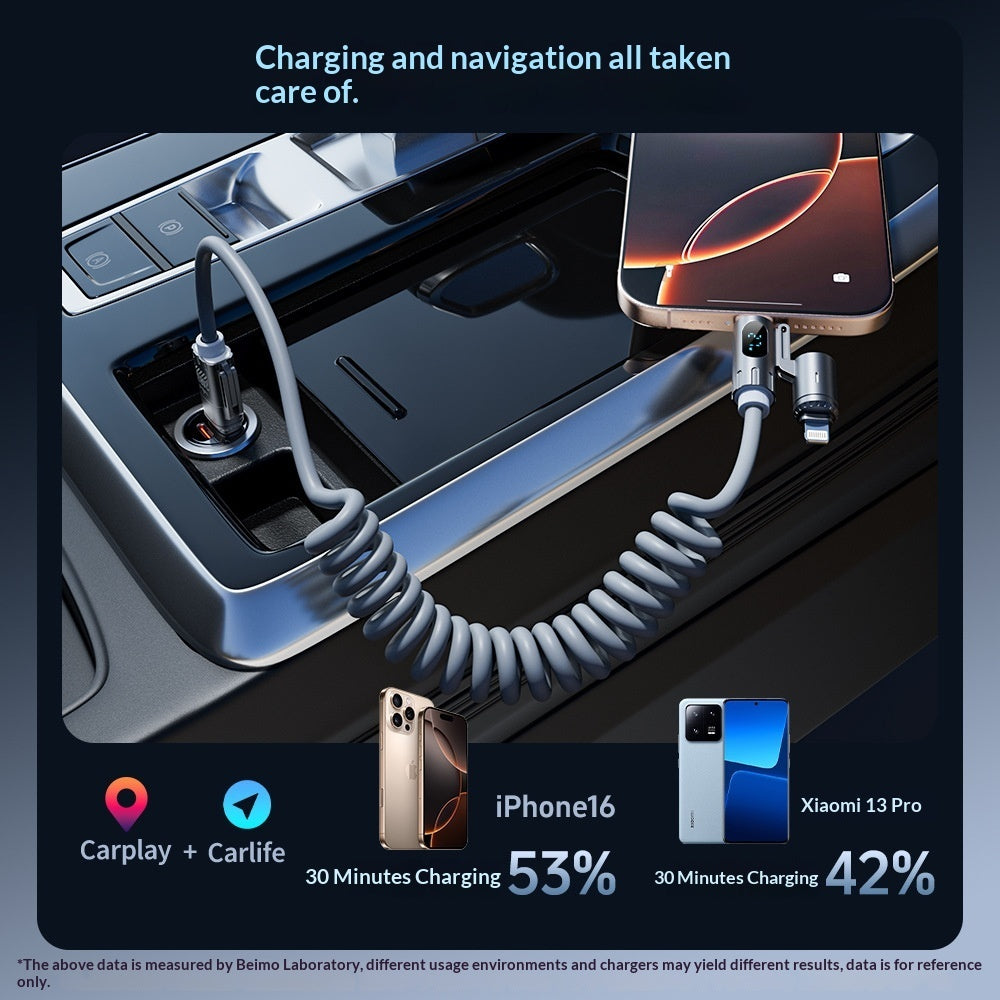 Digital Display Spring 4-in-1 CarPlay In-Car 2m Data Cable
