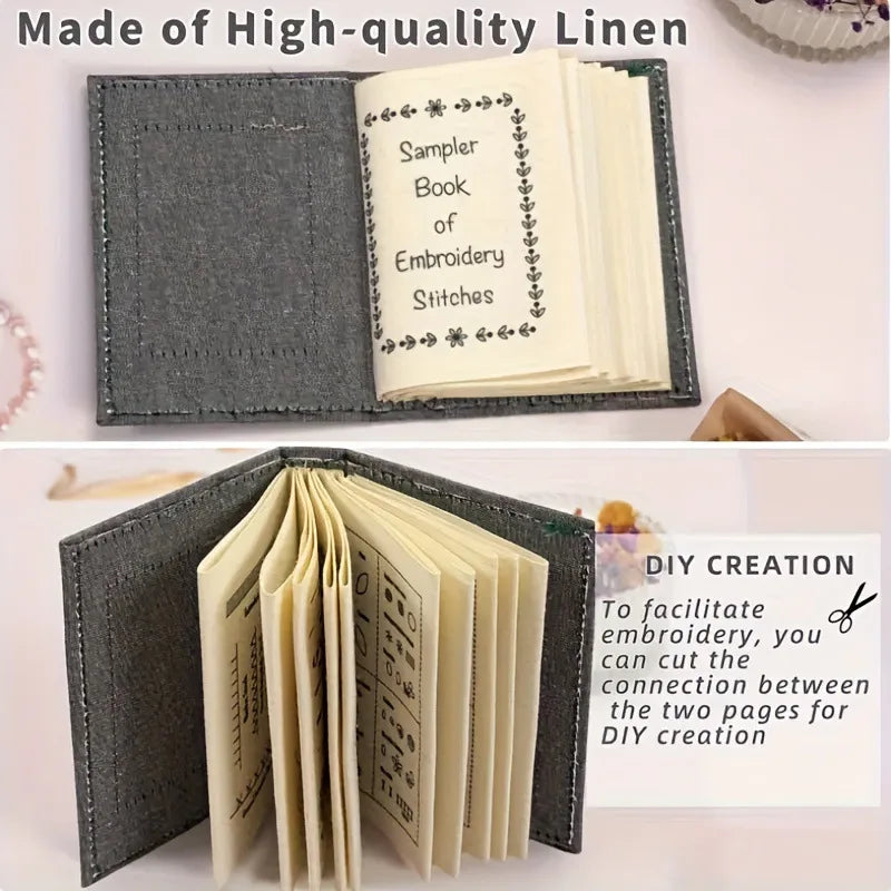 Embroidery Kit DIY Stitch Books Embroidery Sewing Books Linen Felting Handmade Needlework Sample Page Craft Learning Material