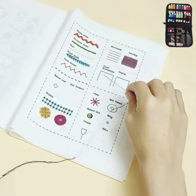 Embroidery Kit DIY Stitch Books Embroidery Sewing Books Linen Felting Handmade Needlework Sample Page Craft Learning Material
